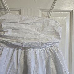 Shore Womens White Solid Ruched Mini Sundress Square Neck Spaghetti Strap S