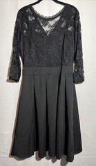 Miusol Black Lace Fit & Flare Pleated Sz XLarge 3/4 Sleeve Dress NWT
