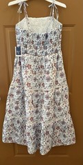 Womens Roller Rabbit Sketched Floral Tie-Shoulder Tiered Maxi A-Line Dress Sz L