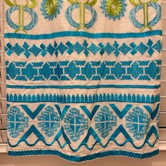 Gretchen Scott Sleeveless Shift Dress Small White Blue Green Embroidered Cotton