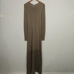 Chloé by Gabriela Hearst Metallic Gold Knit Maxi Dress Circa 2021 Collection SM