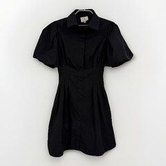 Tuckernuck Black Mini Delaney Dress sz XS Puff Sleeve Shirt Dress $228