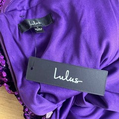 Lulus Maxi Dress Size Large Purple Allover Sequin Formal Gown Backless NEW