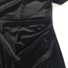 BCB Generation Velour Pleated Neckline Mini Dress Womens XS Black Ruched Stretch