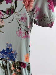 Bellamie Women’s Teal Floral Pattern Boho Maxi Dress Short Sleeve No Size Boho