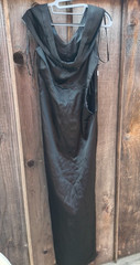 Calvin Klein Off The Shoulder Black Satin Evening Gown Maxi Size 6