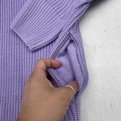 Women&rsquo;s Purple Jnit Turtleneck Long Sleeve Pocket Sweater Dress Size Large