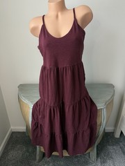 Old Navy 👀 Tiered Cami Midi Maxi Dress M Boho Sleeveless Slub Knit Cottage