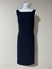 Cynthia Howie Navy Blue Sleeveless Sheath Dress Size 14 Classic Career Office