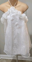 Main Strip Sheer White Overlay Lined Halter Ruffle Top Mini Dress Size MediumNWT