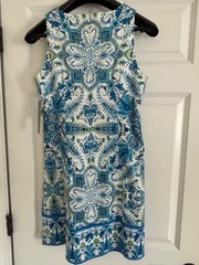 London Times Summer Dress Sz 6 Sleeveless Sheath Floral Cotton for party/work