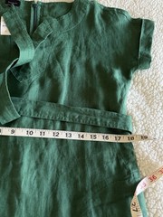 Talbots NWT Green 100%Linen Belted Shift Dress Womens Petite Small Short Sleeve