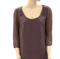 Supertrash Dady Beaded Embellished Mini Tunic Dress Solid Shift M-38 270137