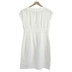 Boden 100% Linen Sequin Cap Sleeve Sorrento Dress White Pink Green Red Size 6