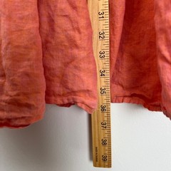 Finley Linen Pleated Button Front Tiered Midi Dress Coral Made in USA Size S