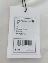 NWT Theory Women&rsquo;s Midi Easy Back Layer Dress sz M Cream/Ecru $265