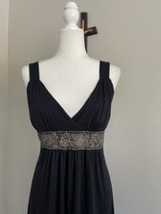 Body Central Black Midi Dress With Beaded Waist Detail Size L