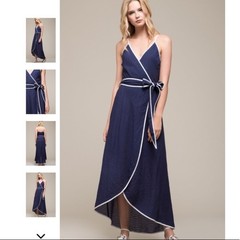Moon River Navy Blue Womens Wrap Style Dress Sz Small Coastal Resort Cruise
