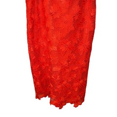 Banana Republic Sheath Dress Lace Overlay Bow Vacation Tropical Orange Size 2