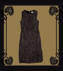 CALVIN KLEIN Party Holiday Dress Black Gold Print Medium Weight Knit Bodycon S8