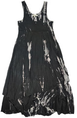 Solitaire Maxi Dress Tie-Dye Draped Sleeveless Black Cotton Large Boho Lagenlook