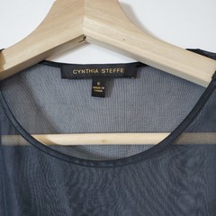 Classic Cynthia Steffe Gray Wool Tweed Intricately Woven Dress Size 6 Sheer