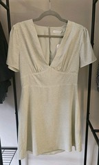 Altar&rsquo;d State Light Green White Floral V-Neck Cutout Mini Dress Short Sleeve L