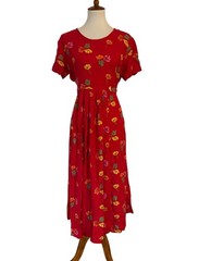 Vintage 90&rsquo;s Nouveau Faces Bright Colorful Floral Jumper Dress Size 14