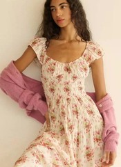DOEN Countryside style waist cinching dress