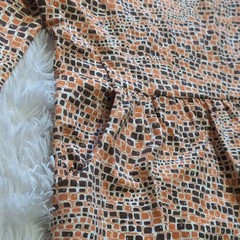 J.McLaughlin Orange & Brown Crocodile Print Square Neck Nylon Dress Size Medium