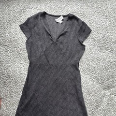 Annex Black White Geometric Silk Spandex Sheath Dress V-Neck Short Sleeve S