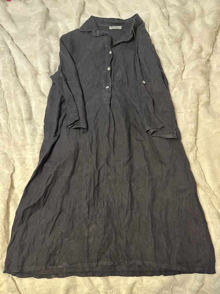 Elena Baldi sleeveless 100% linen shift dress in size small