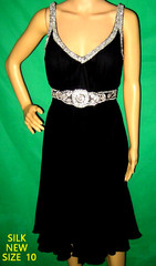 NEW 10 dress SILK black CHIFFON rhinestone BASIX sequin ballroom bling