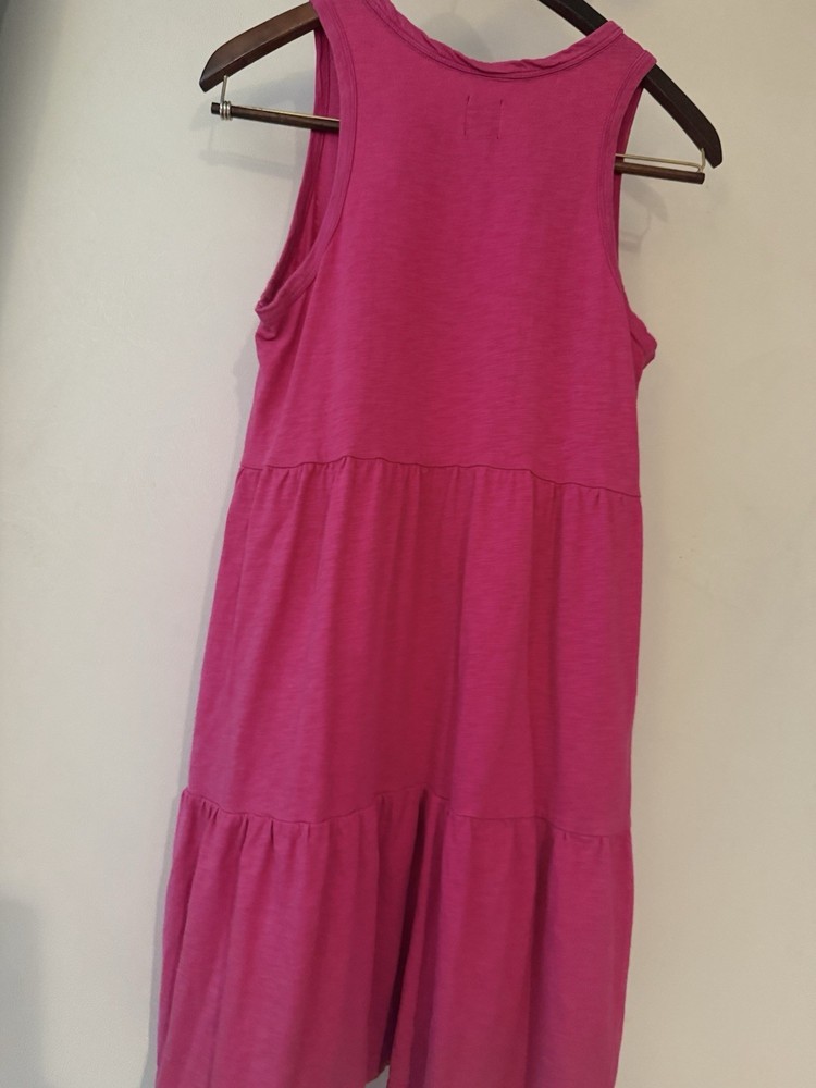 GAP Womens M Pink Solid Shift Tiered Midi Dress Round Neck Sleeveless