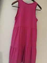 GAP Womens M Pink Solid Shift Tiered Midi Dress Round Neck Sleeveless