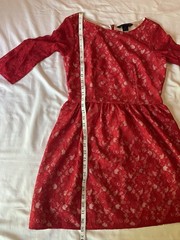French Connection Half-sleeve Mid-thigh Length Red Lace Dress Women’s Size 8