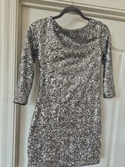 Glamour Silver Sequin Cocktail Dress