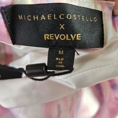 Michael Costello x REVOLVE Blaise Maxi Pink Purple Watercolor Cowl Neck Sz M NEW