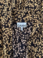 Ganni Goldstone Crepe Wrap Dress Size 34 AU 6 US 2 Black Floral Midi Maxi Boho