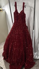 Sherri Hill Double Shoulder Strap Formal Flowing Dress Size 12 Red Sequins NWT