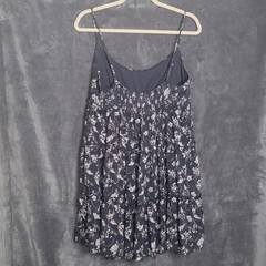 Altar&rsquo;d State Mini Dress XL Navy Floral Tiered Smocked Strappy Cottagecore Airy