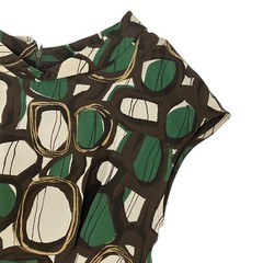 MaxMara Green Brown Silk Blend Short Sleeve Tunic Dress Sz 38