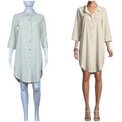EILEEN FISHER Striped Shirt Dress Sz XXS Hemp Organic Cotton Tunic Cottagecore