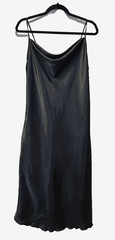 NWT Bebe Slip Midi Dress Size L Black Satin Cowl Neck Spaghetti Straps USA Made
