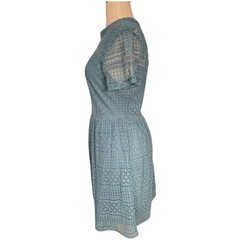 Coquette Romantic Old Money Francesca&rsquo;s Blue Lace Zip Back High Neck Size Large