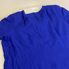 Jessica London Womens Blue Short Sleeve LINEN BLEND Zip Up Shift Dress Size 32W