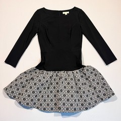 Erin Fetherston Marla Mini Dress Drop-Waist Black Ivory Bubble Hem Size 6 NWT