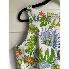 Gretchen Scott Sleeveless Cotton Shift Dress XL Resortwear Floral Lined Pockets