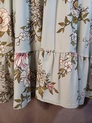 No Boundaries Women&rsquo;s Green Floral Babydoll Dress XL Crochet Waist Stretch