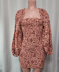 Free People Smock It To Me Mini Dress Women&rsquo;s Size Small Apricot Combo NWT